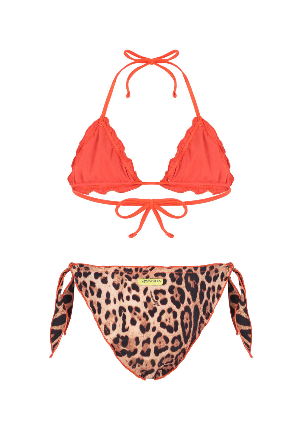 Bimba Bikini Triangolo 4GIVENESS Leopard con Slip a Nodi 4-14 Anni