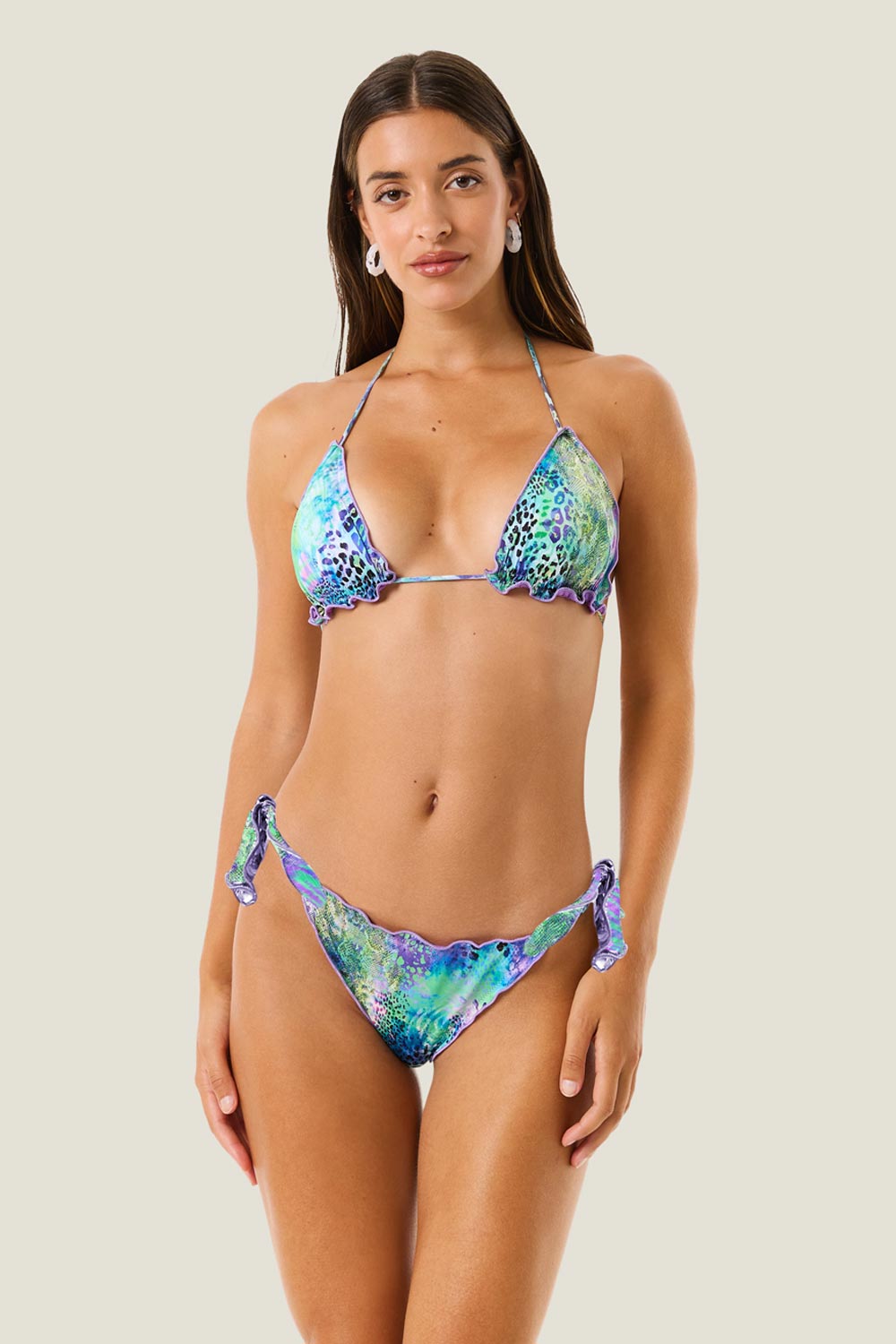 Donna Bikini 4Giveness Lycra Animalier Verde Viola Turchese
