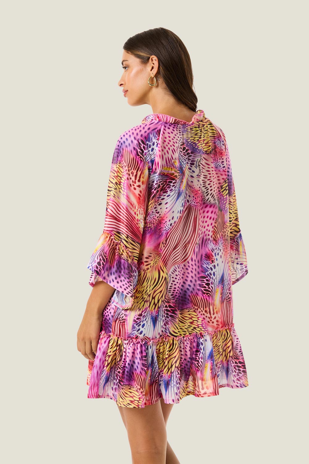 Donna Abito Corto 4Giveness Viscosa Pink Butterfly