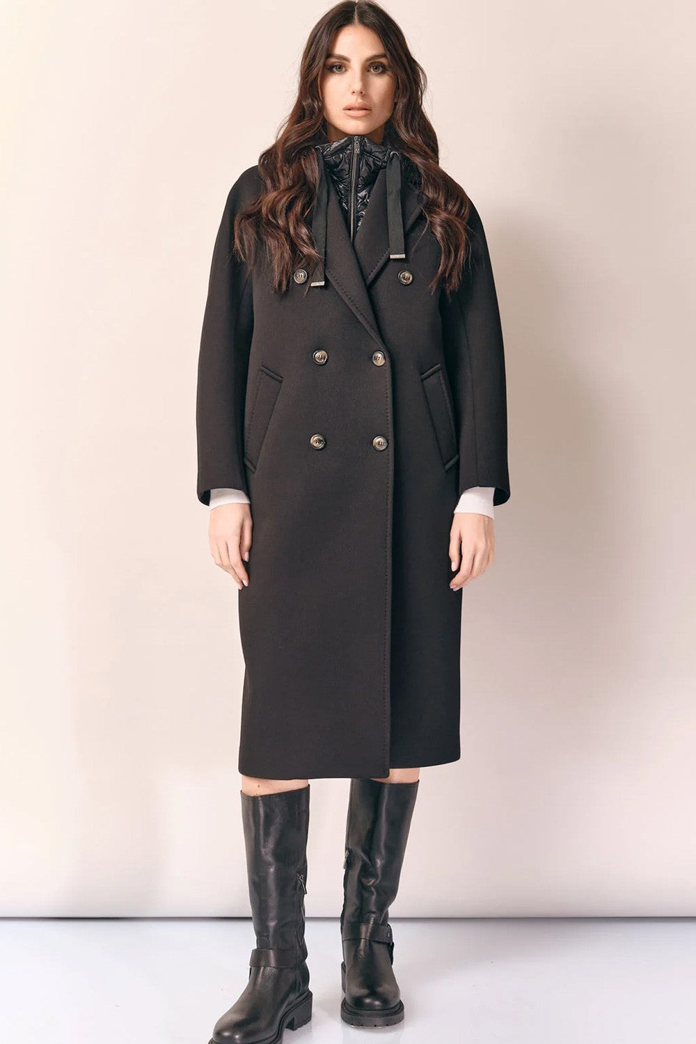 White wise - cappotto sfoderato ww19424 nero