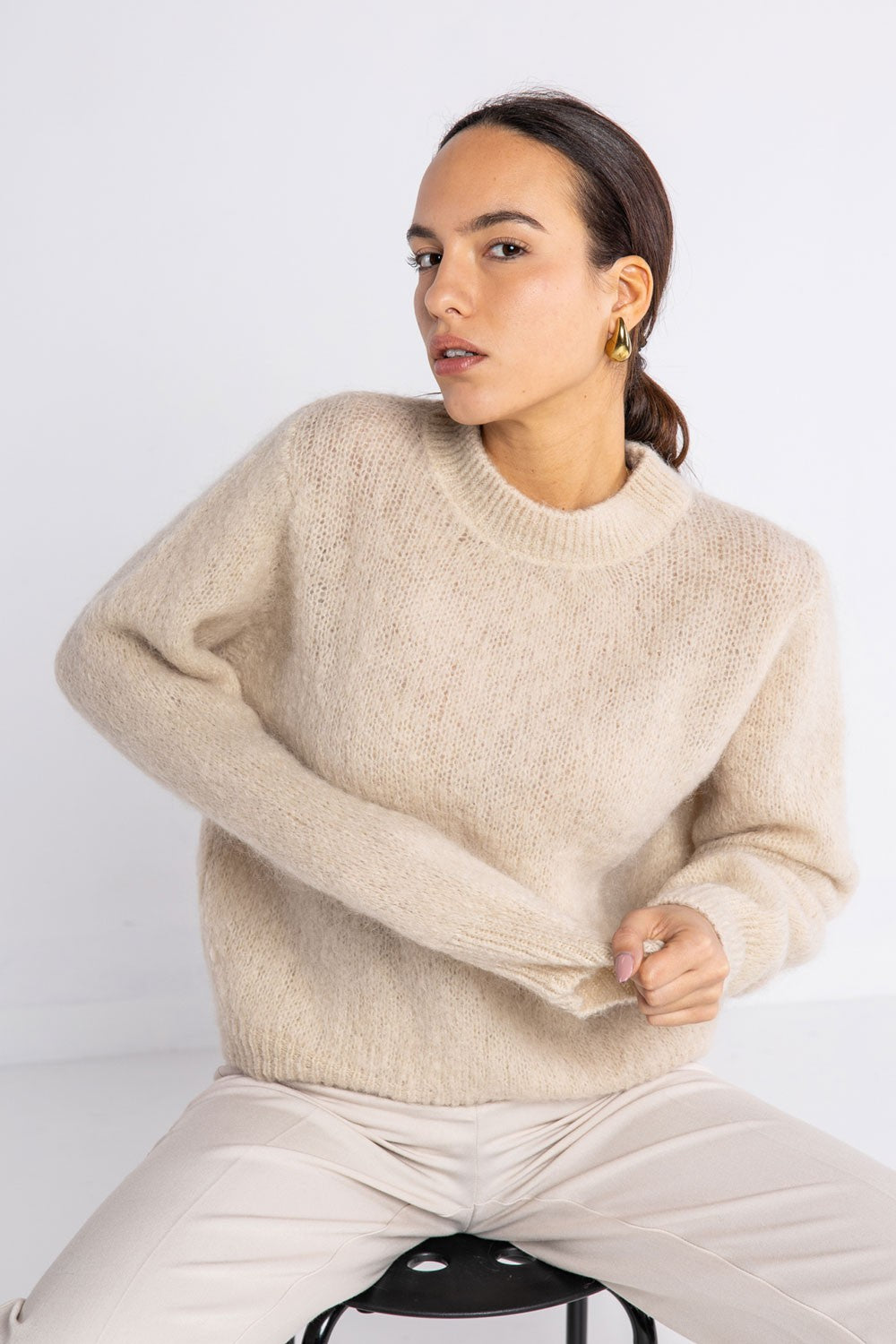 Lokita - girocollo in maglia misto mohair 1164 lok5083 sabbia