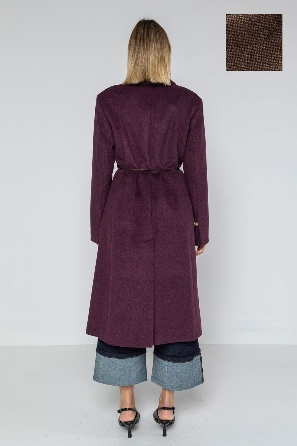 Lokita - cappotto lungo tessuto diagonale bicolor 1194 lok07893 beige