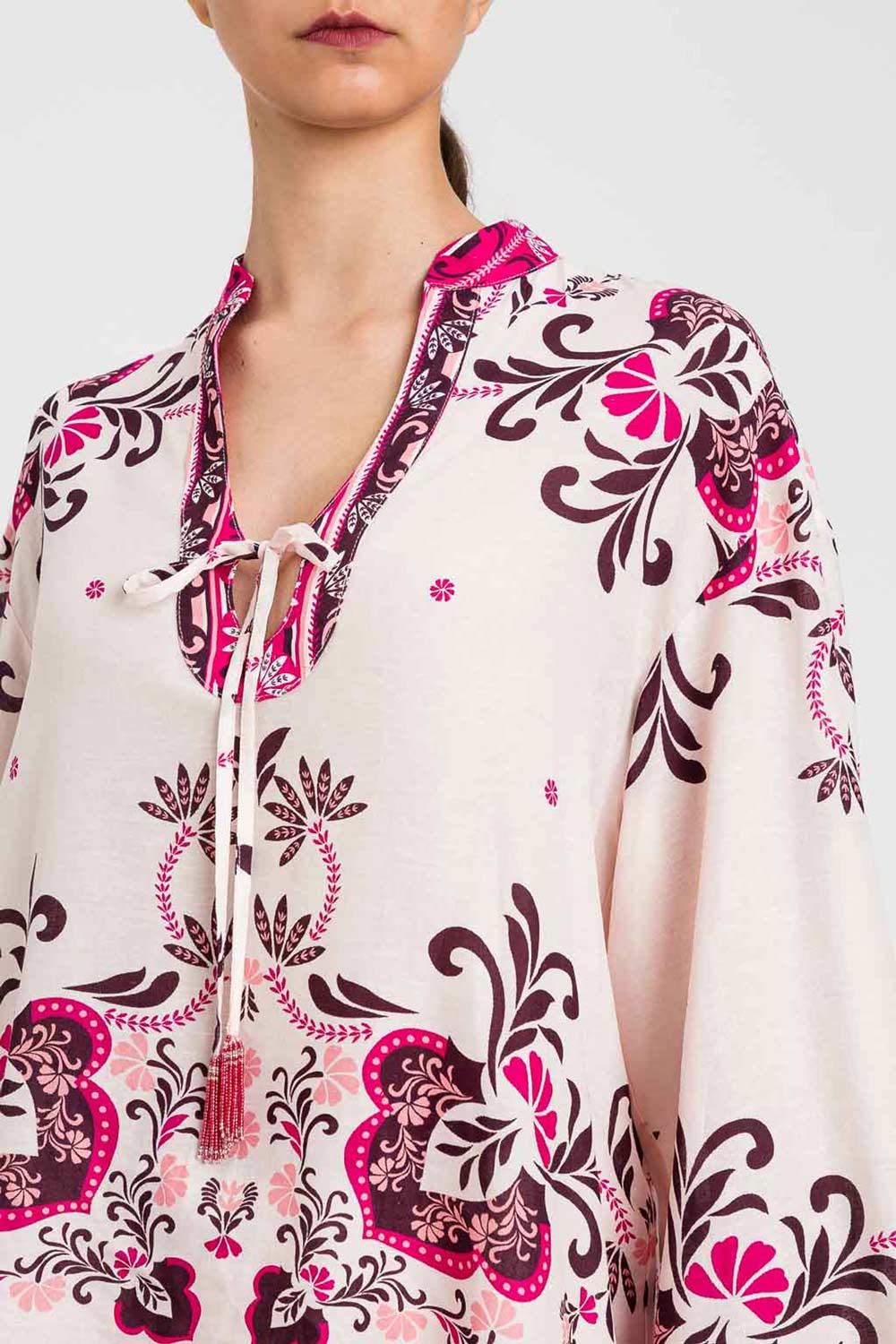 TwinSet - Blusa M/L con fiocco Stampa Foulard