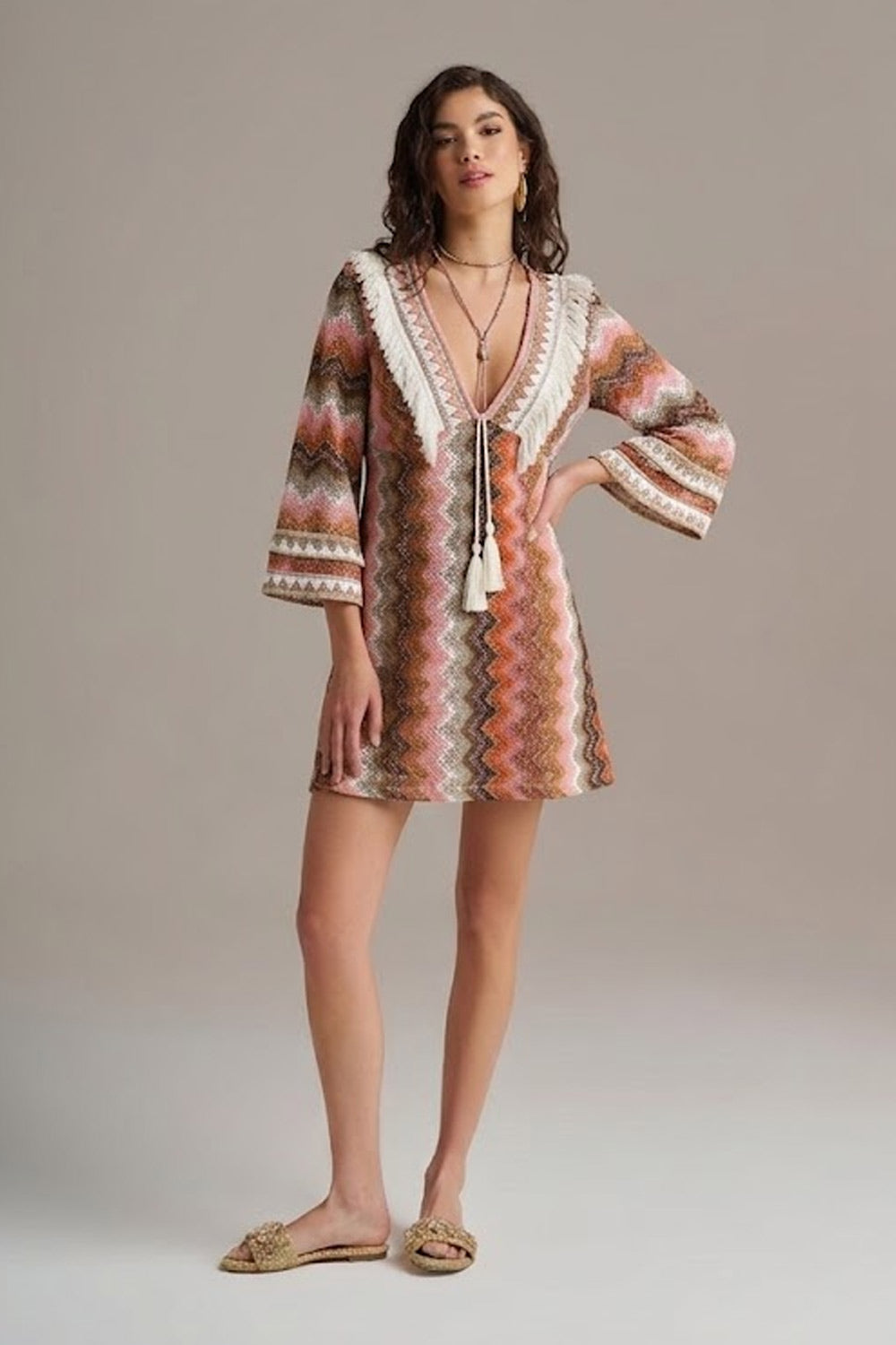 Donna Abito Corto PHO FIRENZE Tessuto Rachel Passamaneria Made in Italy