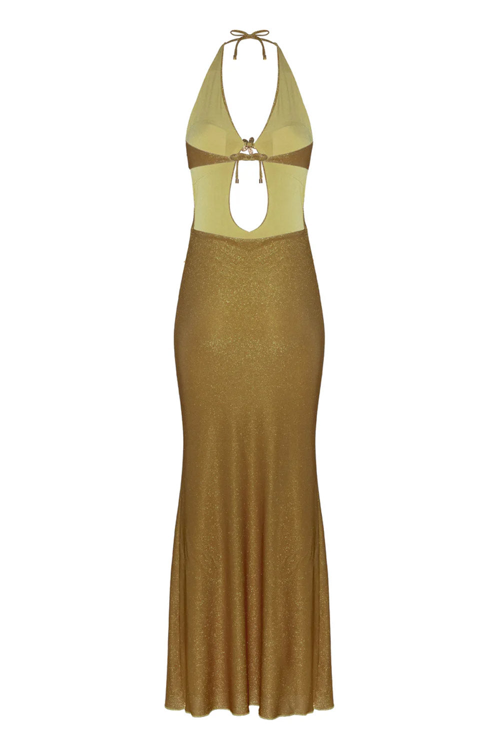 Donna Abito Lungo Atena Golden Lime SAND Maglia Shiny Gioiello