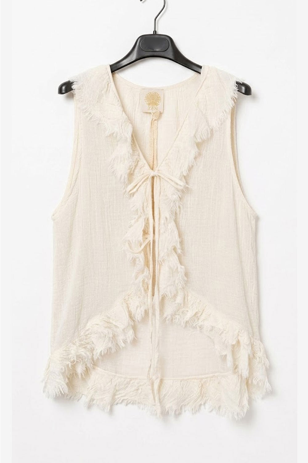 Donna Gilet Arizona CHRISTIAN ZEN in Garza di Cotone Bianco Avorio