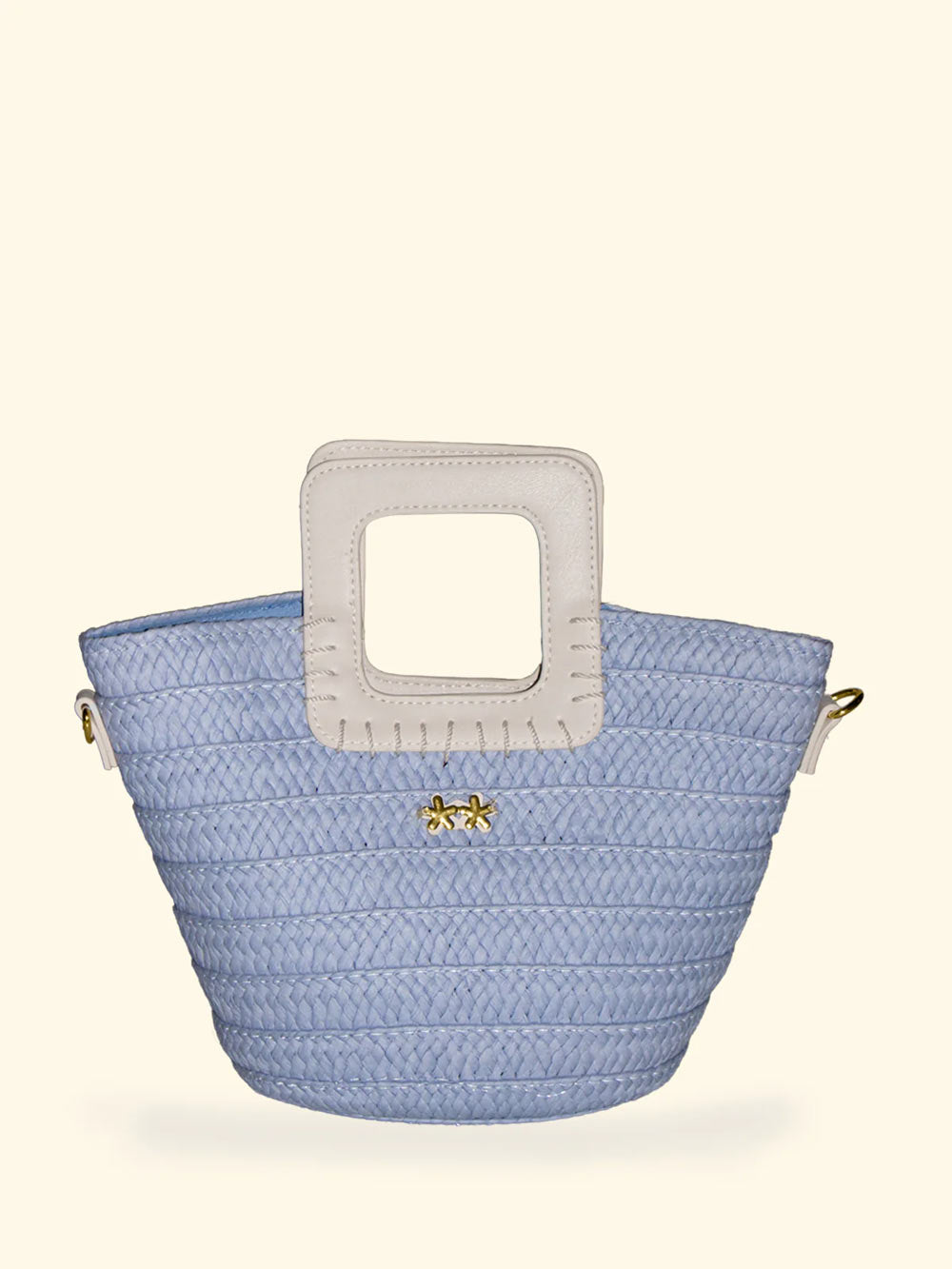 Donna Mini Bag FK Paglia Sky Blu Manico Rigido Tracolla FK26-SW0025SB