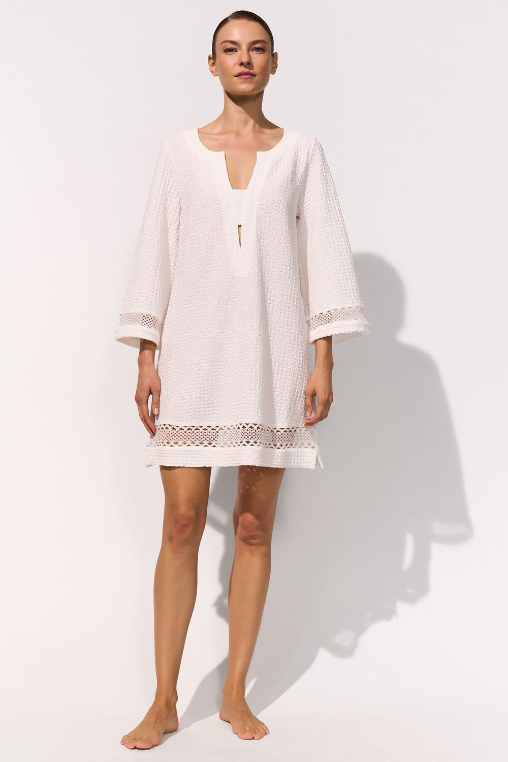 Maryan Mehlhorn - Kaftano con inserti in pizzo macramé geometrico