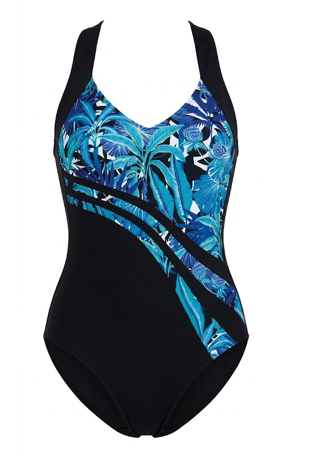 Donna Costume Intero Anita Luella Fantasia Tropicale Modellante Nero