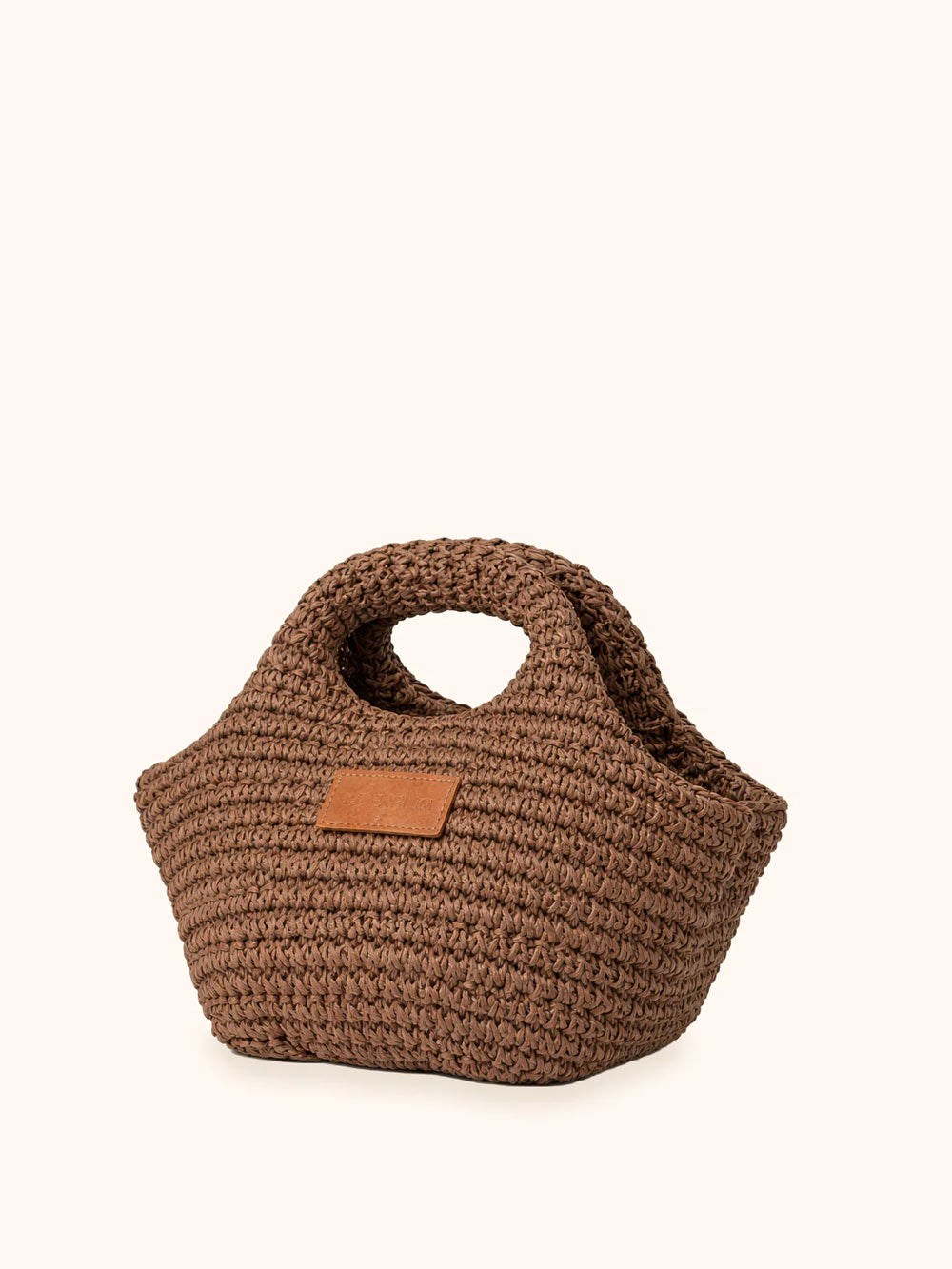 Donna Borsa Mini Me Fui Rafia Marrone Magnete Fodera Interna
