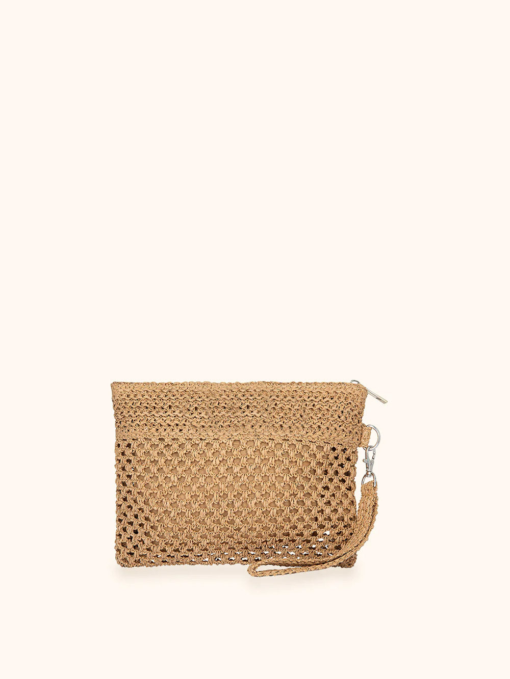 Donna Mini Pochette Me Fui Rafia Beige Zip Laccetto Removibile