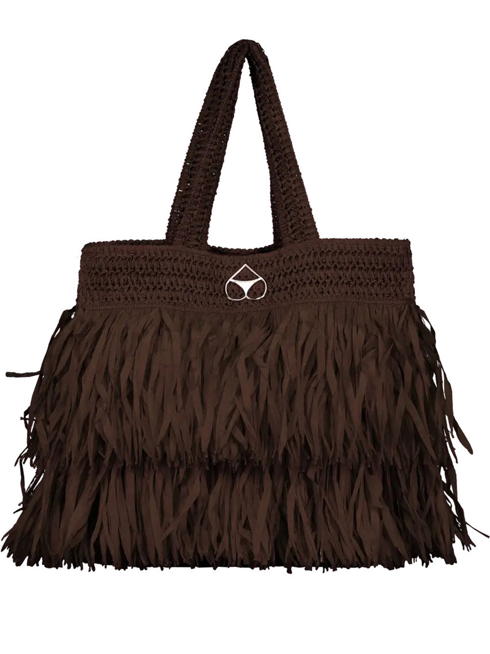Miss Bikini - Borsa grande in Rafia con frange V6001A TEX MIX MORO
