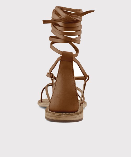 Coral blue - sandalo infradito in pelle con lacci xl cbf.r221008/tan pelle