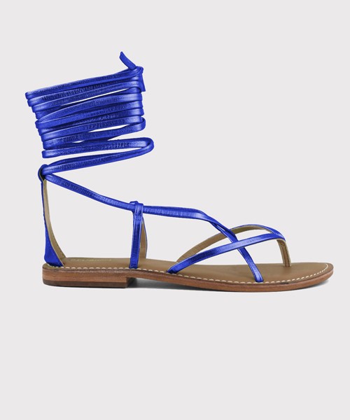 Coral blue - sandalo infradito in pelle con lacci xl cbf.r221008/eblu bluette