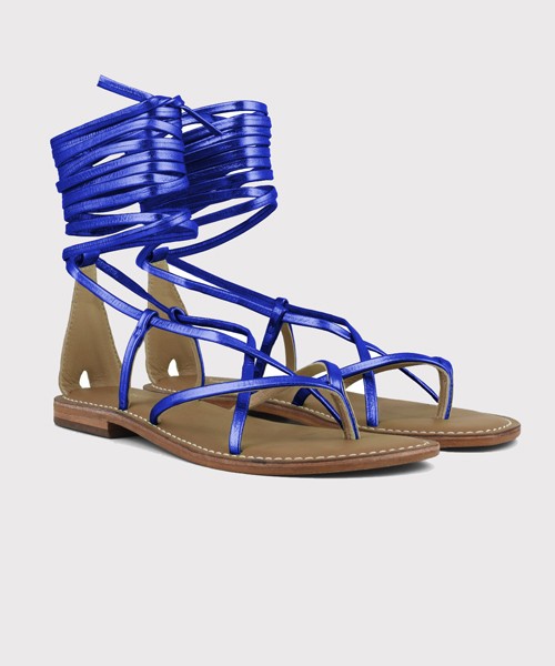 Coral blue - sandalo infradito in pelle con lacci xl cbf.r221008/eblu bluette