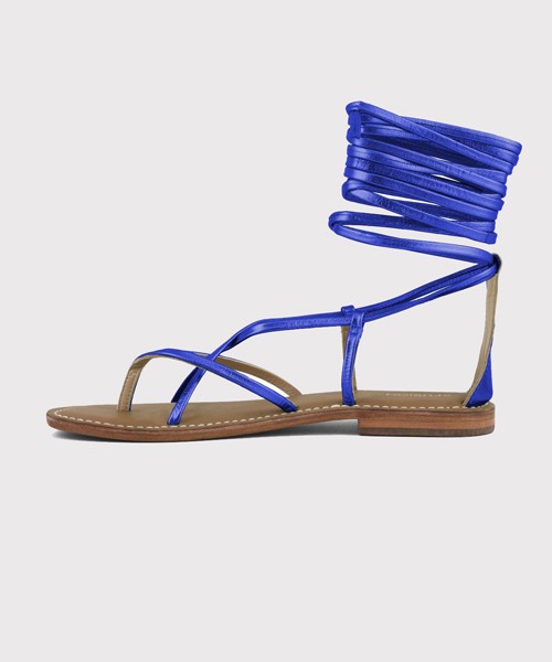 Coral blue - sandalo infradito in pelle con lacci xl cbf.r221008/eblu bluette