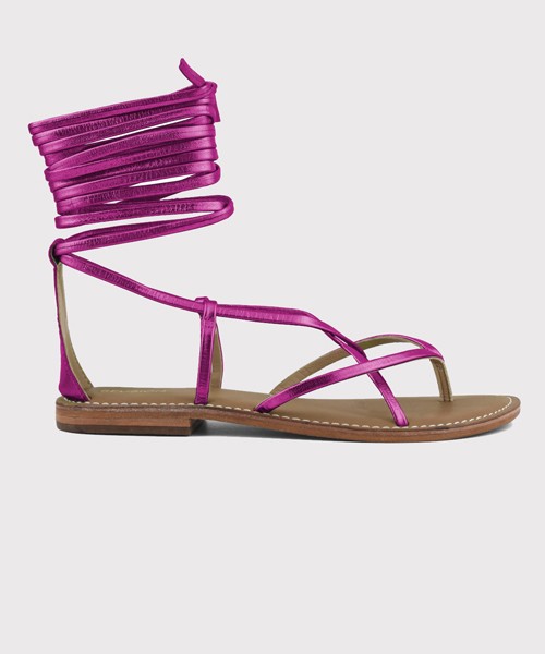 Coral blue - sandalo infradito in pelle con lacci xl cbf.r221008 fux