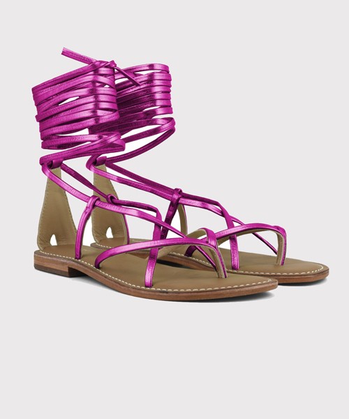 Coral blue - sandalo infradito in pelle con lacci xl cbf.r221008 fux