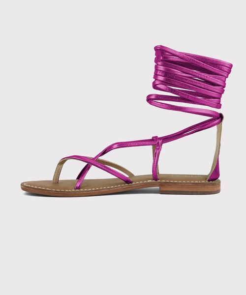Coral blue - sandalo infradito in pelle con lacci xl cbf.r221008 fux