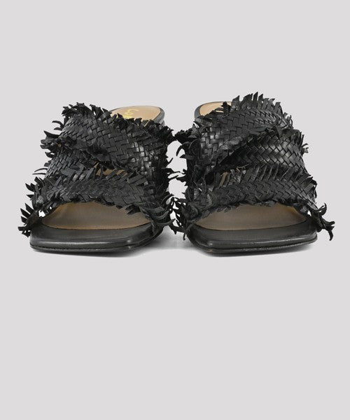 Coral blue - sandali con tacco in pelle intrecciata cb.k223.06/bla nero