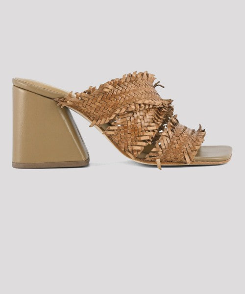 Coral blue - sandali con tacco in pelle intrecciata cb.k223.06/nat naturale