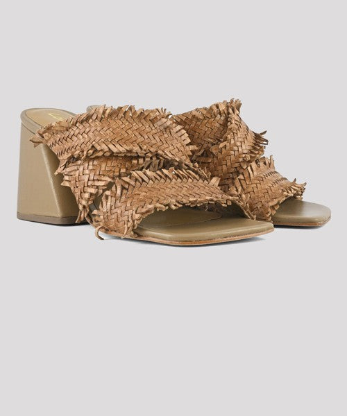 Coral blue - sandali con tacco in pelle intrecciata cb.k223.06/nat naturale