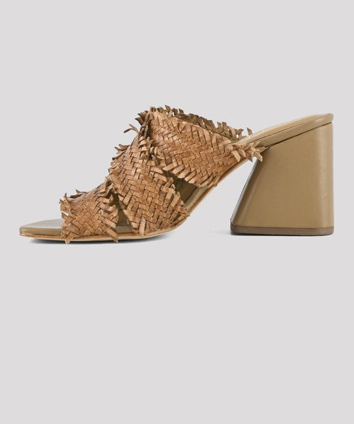 Coral blue - sandali con tacco in pelle intrecciata cb.k223.06/nat naturale