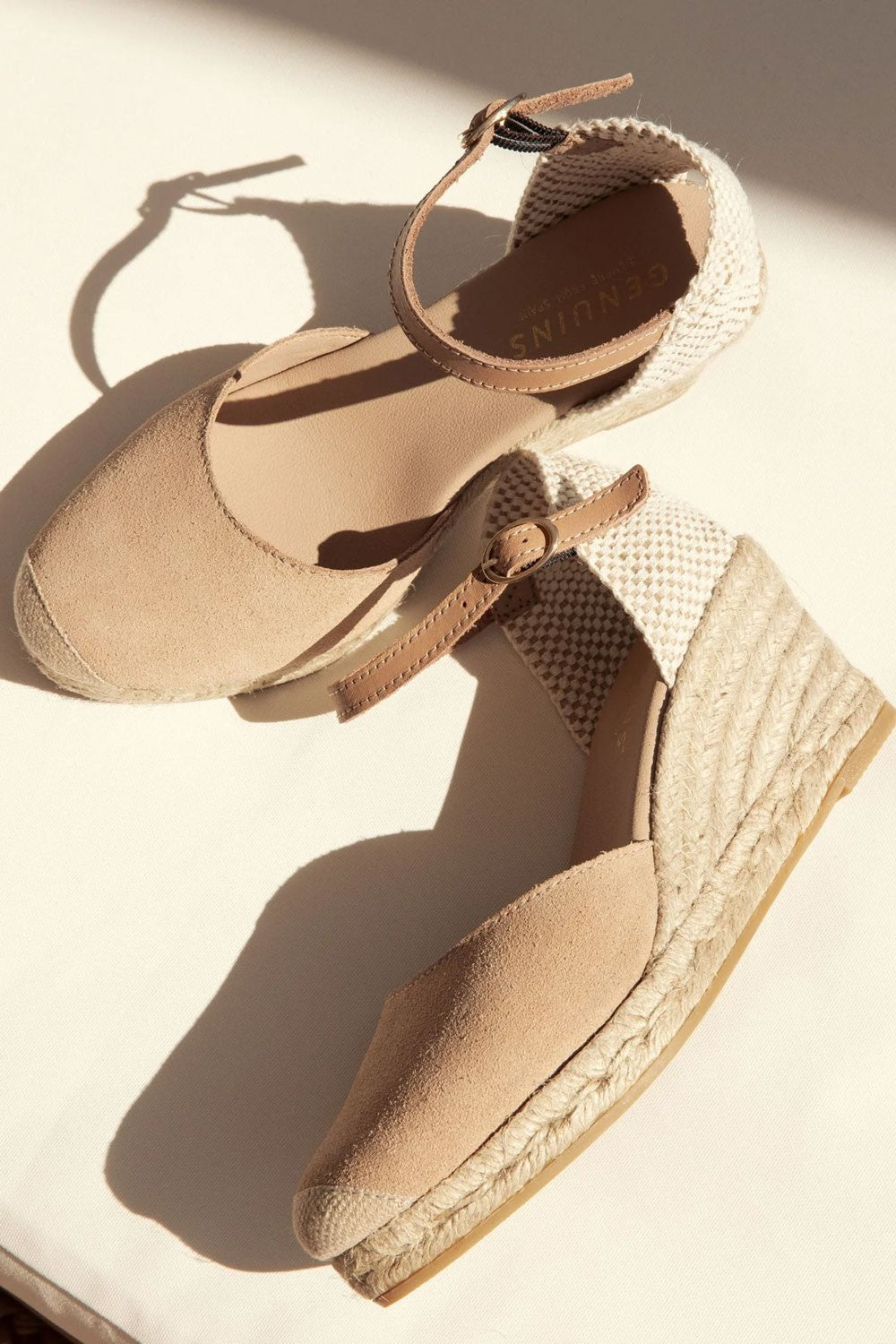 Genuins - espadrillas con zeppa carina velour g105914 mandorla