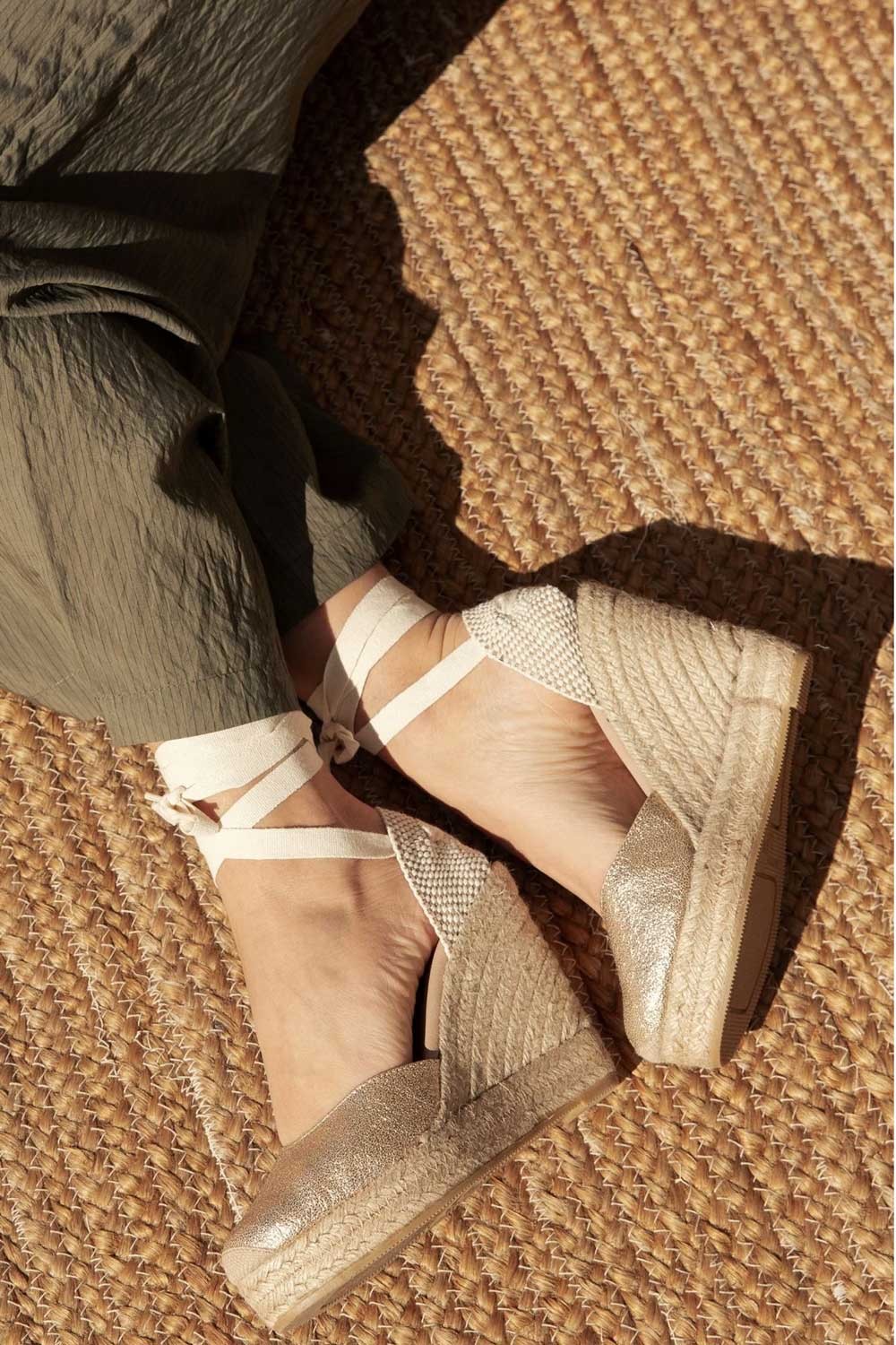 Genuins - espadrillas con zeppa, darya vegano g105916 platino