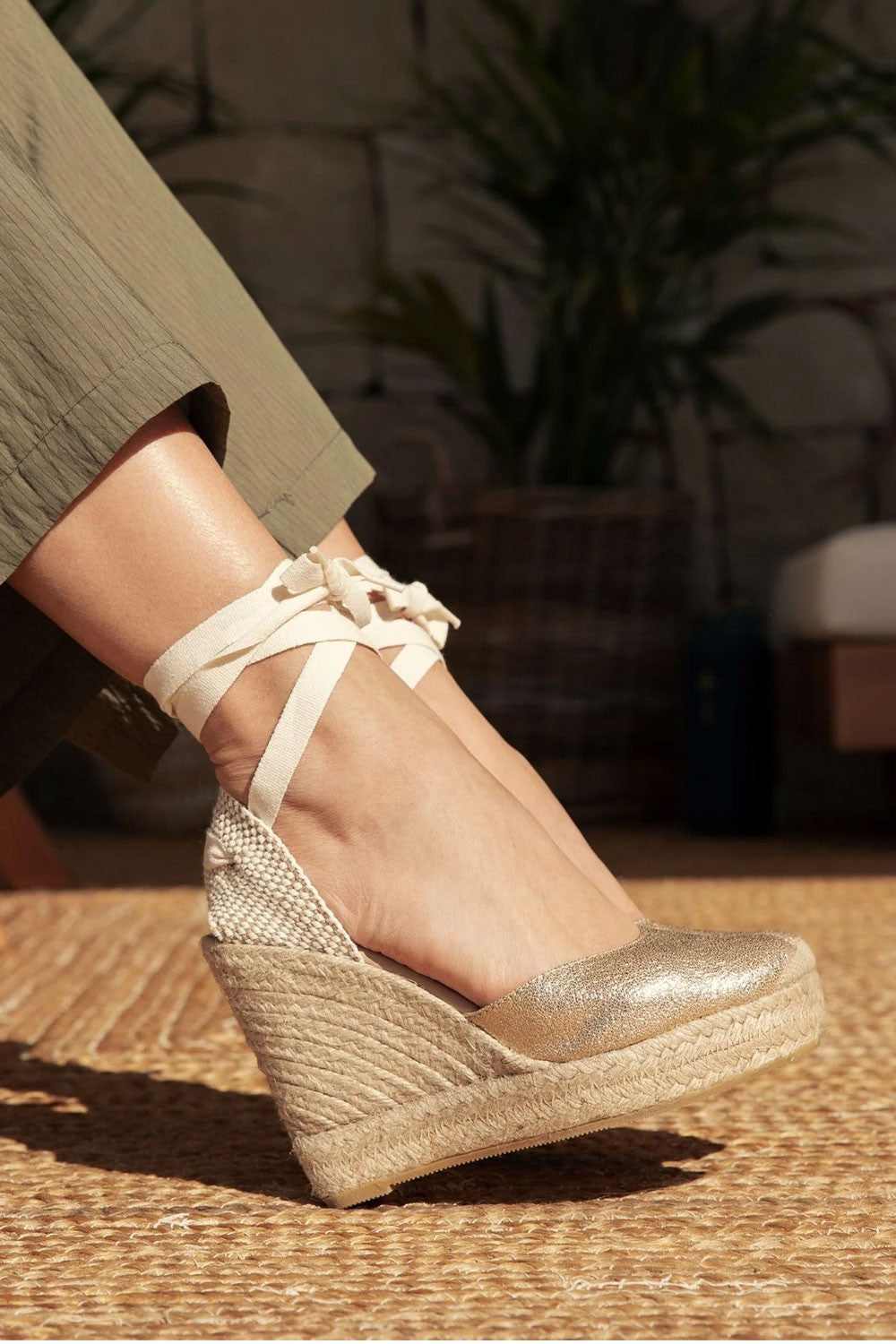 Genuins - espadrillas con zeppa, darya vegano g105916 platino