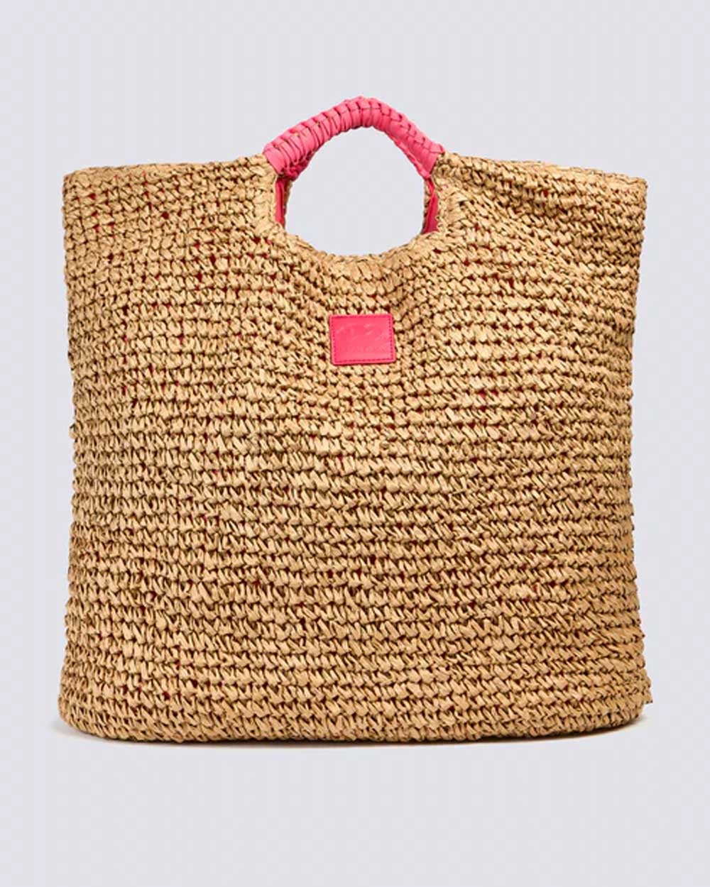 Maxi borsa in paper straw intrecciata aw825abpa100 a7001 pitaya