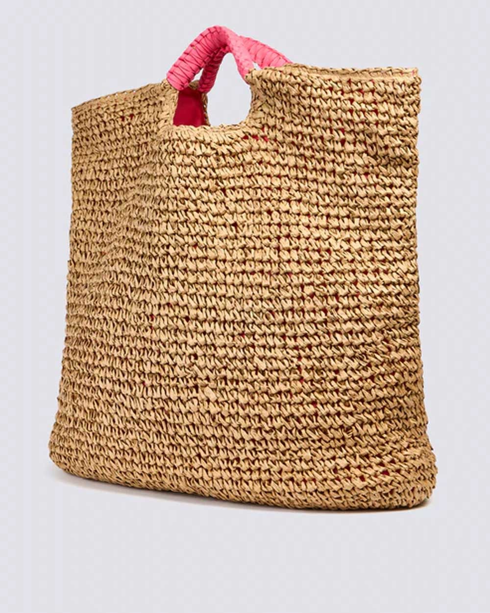 Maxi borsa in paper straw intrecciata aw825abpa100 a7001 pitaya