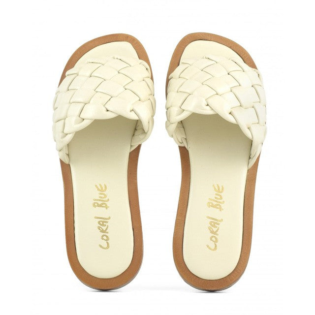 Coral blue - sandali in pelle intrecciata cb.k221.15/whi