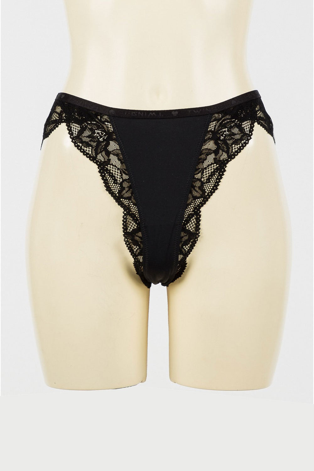 Twinset - slip brasiliana in pizzo nero 242ll6e66 00006