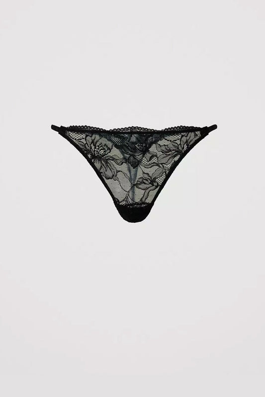 Twinset - slip perizoma in pizzo nero 242ll6e88 00006
