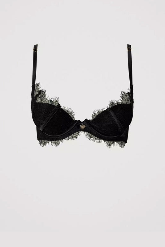 Twinset - reggiseno push-up in pizzo e raso nero 242ll6j44 00006