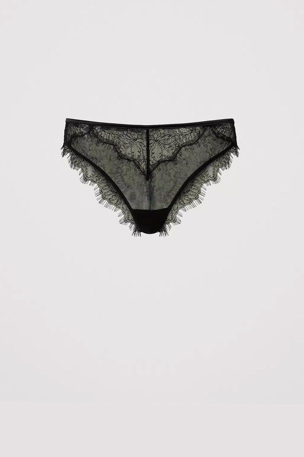 Twinset - slip brasiliana in pizzo e tulle nero 242ll6j77 00006