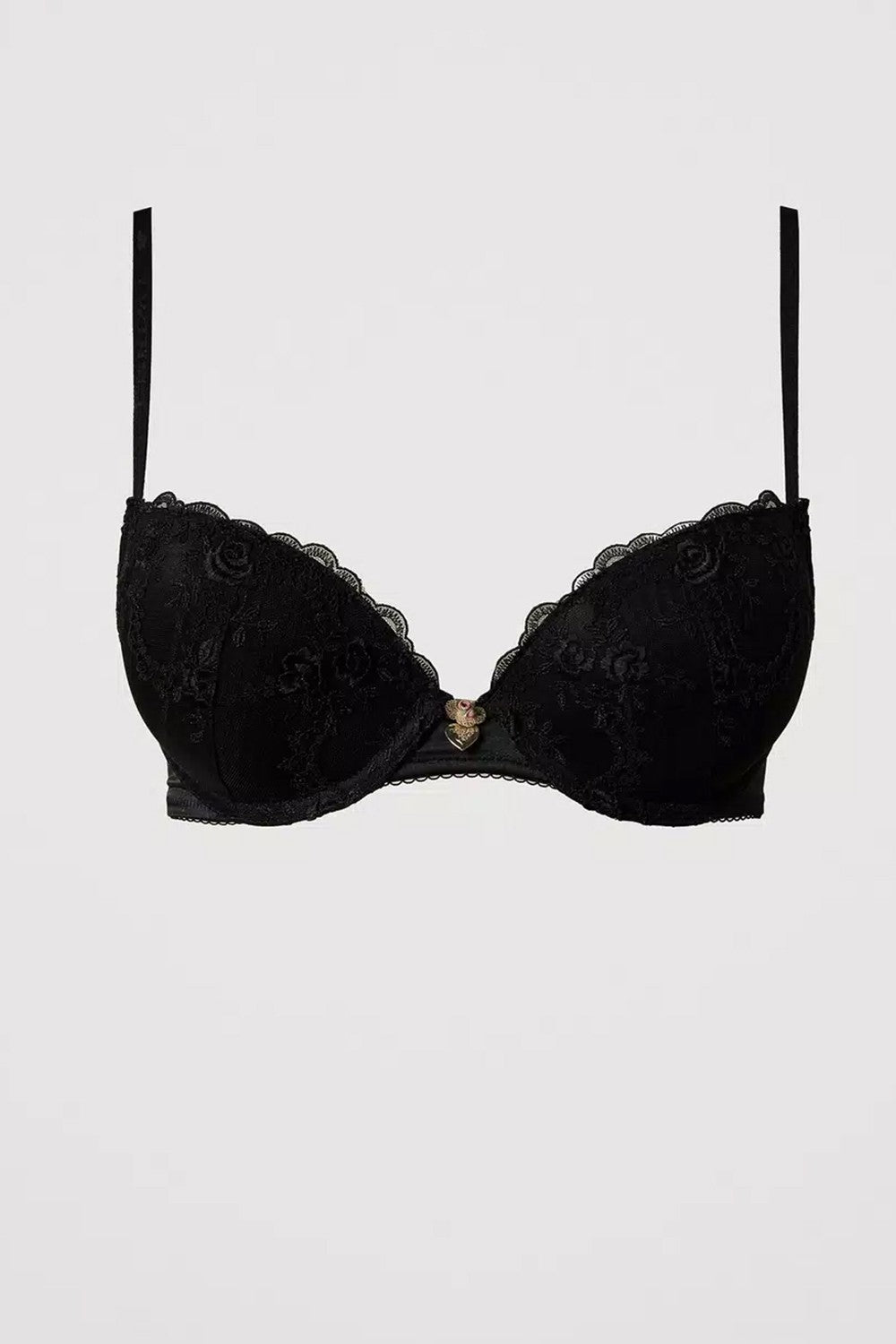 Reggiseno push-up in tulle ricamato 251ll6d44 00006 nero