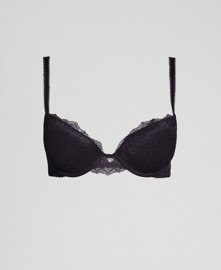 Twinset - reggiseno push-up con pizzo e tulle 192ll6c44