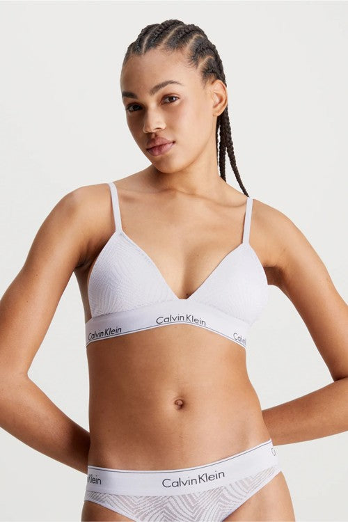 Ck - reggiseno a triangolo in pizzo con coppe preformate 000qf7077e-ll0 lilla