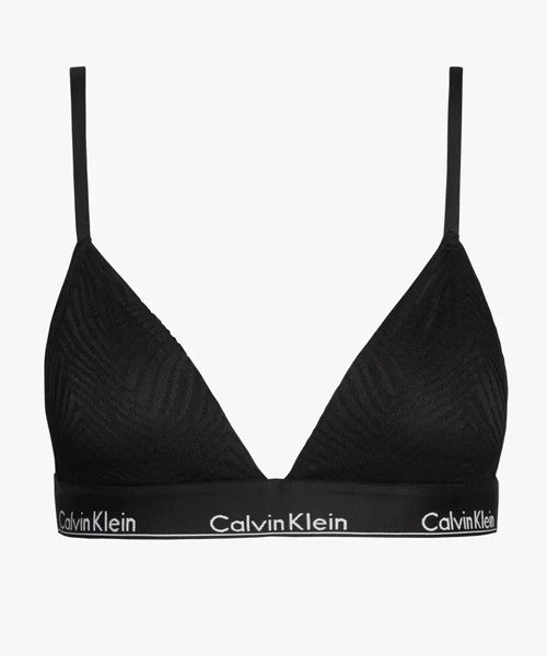 Ck - reggiseno a triangolo in pizzo con coppe preformate 000qf7077e-ub1 nero