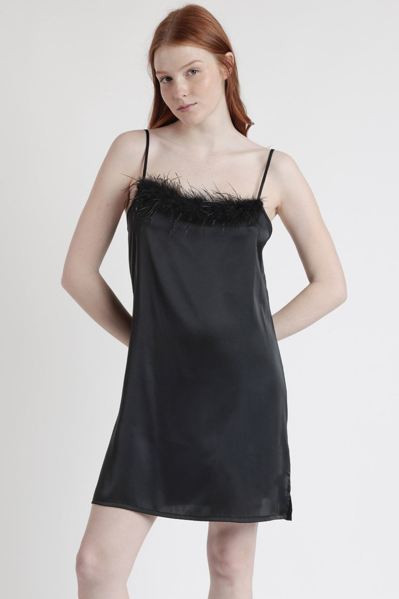 Admas - sottoveste con piume 61322-0-110 nero