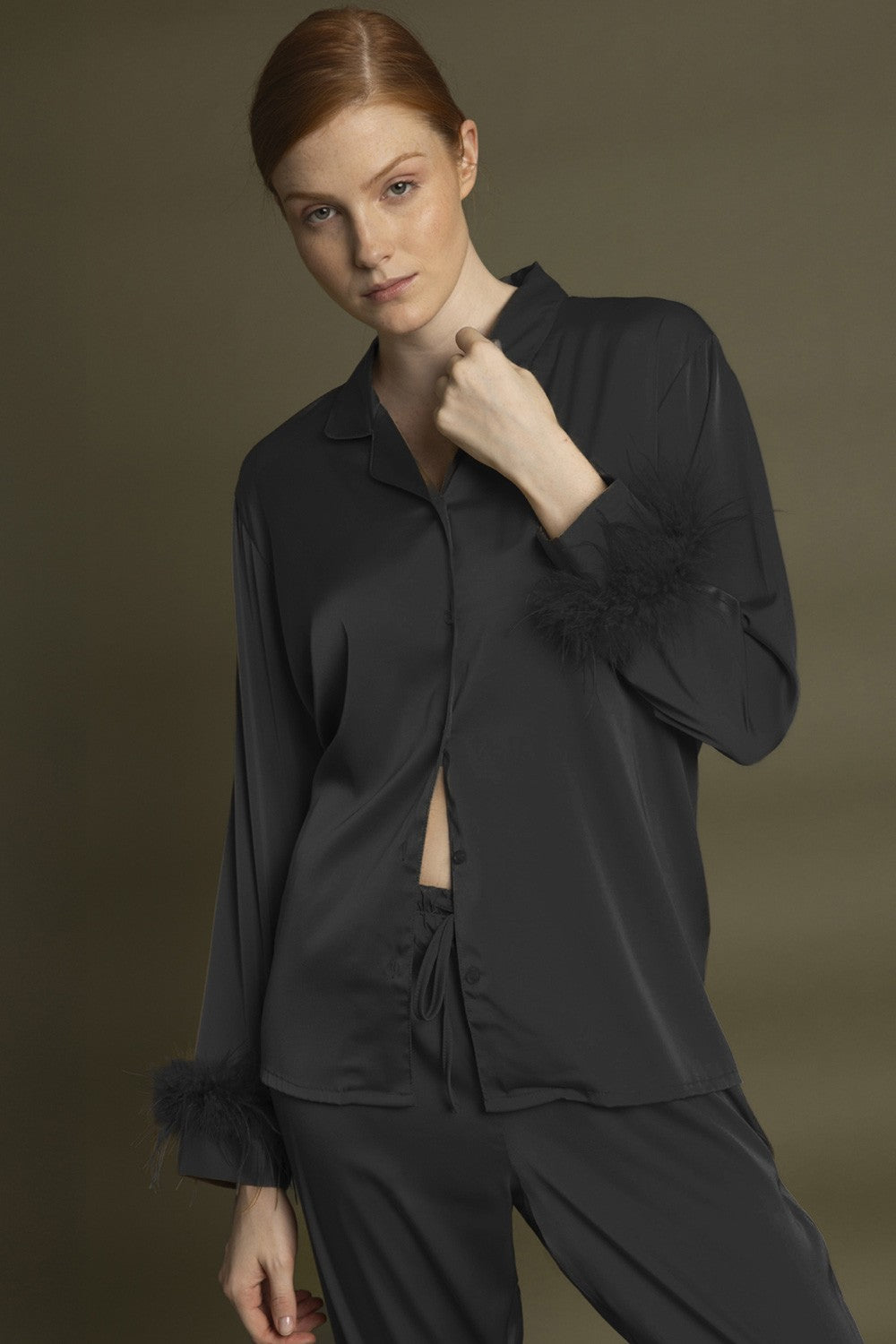 Admas - pigiama lungo satinato 62550-0-110 nero