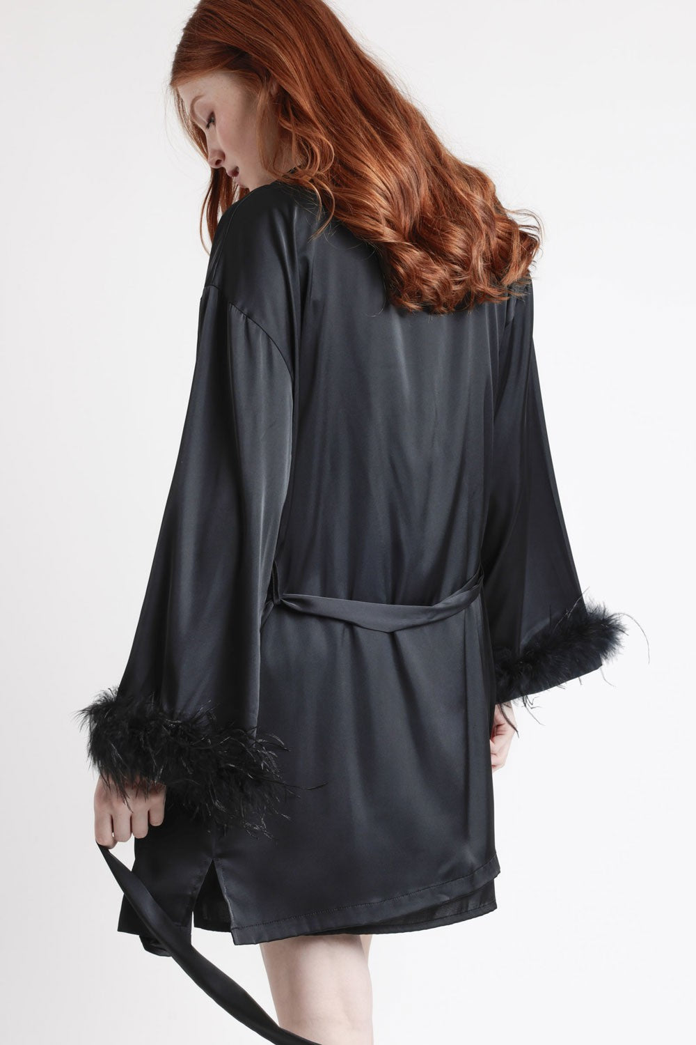 Admas - vestaglia marabu satinata 67202-0-110 nero