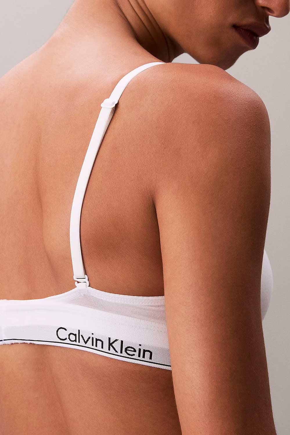 Ck - brassière leggermente foderata - icon cotton modal lv00qf8498-100 bianco