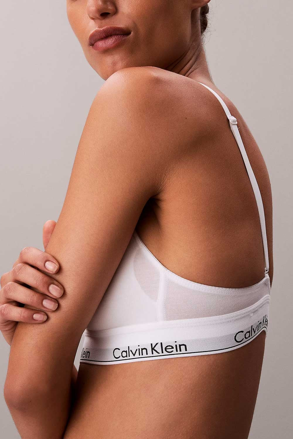 Ck - brassière leggermente foderata - icon cotton modal lv00qf8498-100 bianco