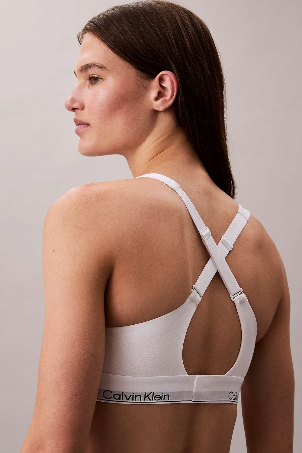 Ck - brassière di sostegno - icon cotton modal lv00qf8500-100 bianco