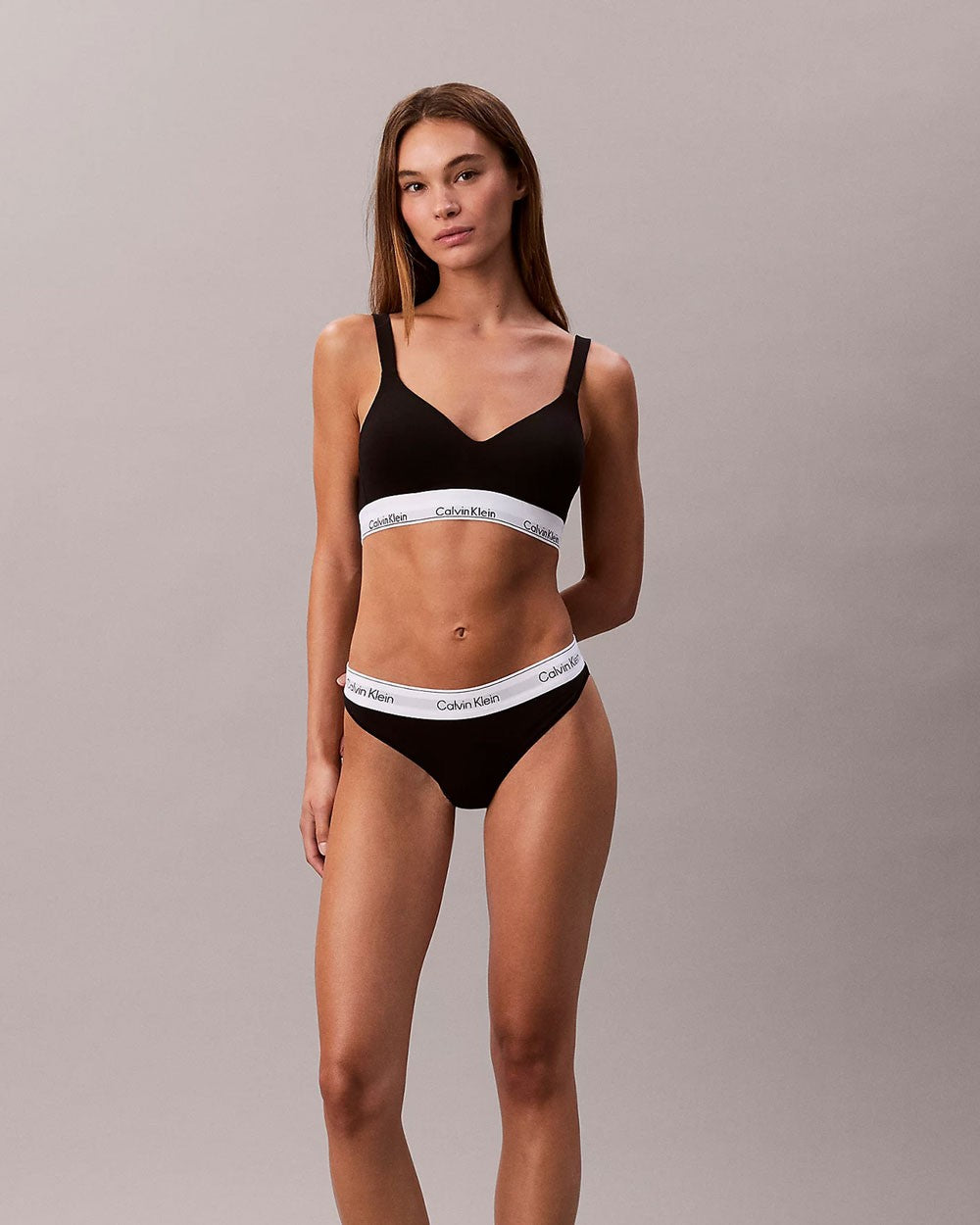 Ck - brassière di sostegno - icon cotton modal lv00qf8500-ub1 nero