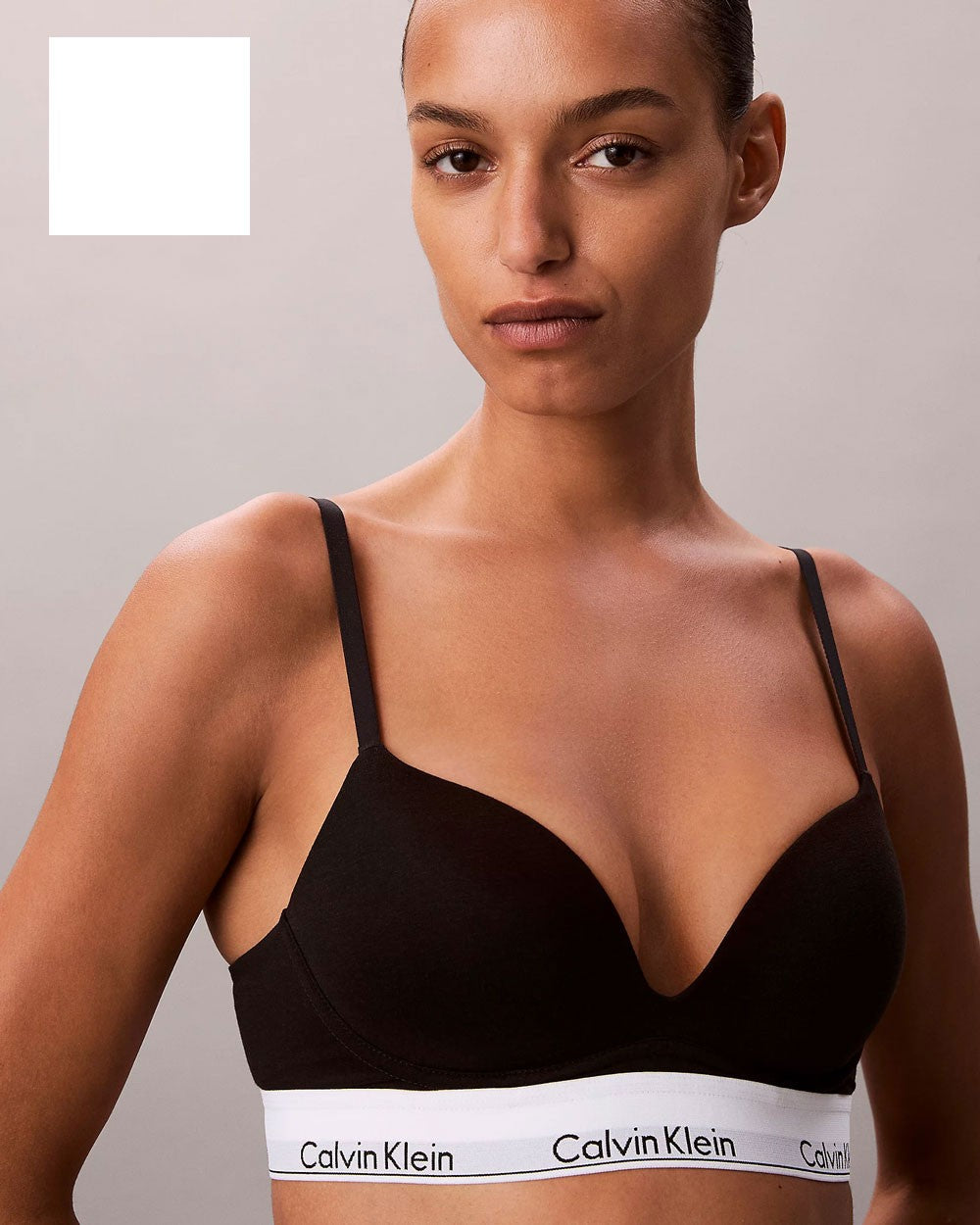 Ck - reggiseno con scollo profondo - icon cotton modall lv00qf8502-100 bianco