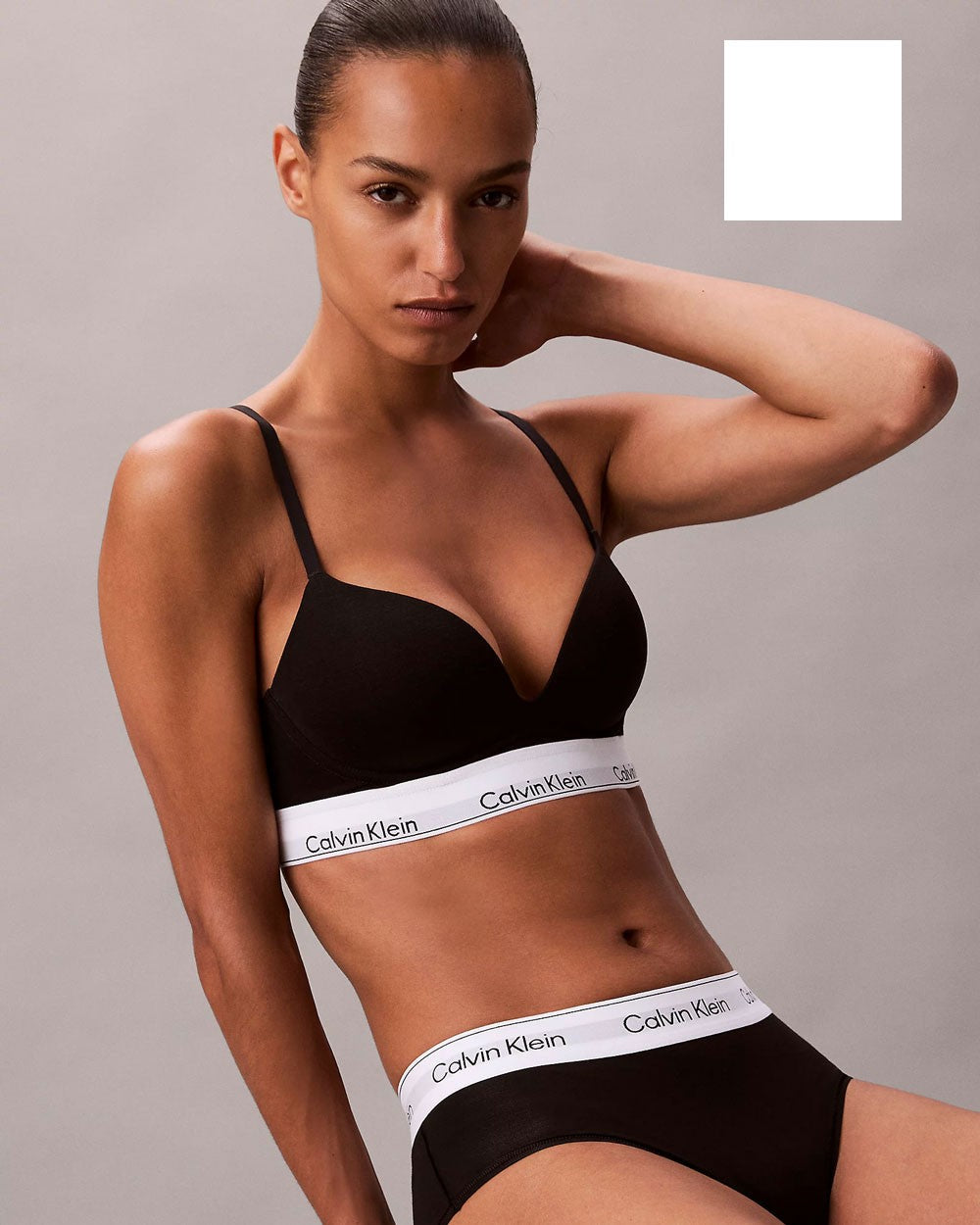 Ck - reggiseno con scollo profondo - icon cotton modall lv00qf8502-100 bianco